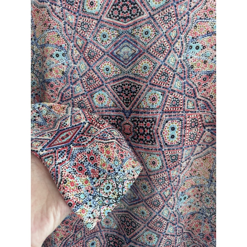 Maeve 100% Silk Geometric Print‎ Button Back Blouse Women's Size 6 - Picture 4 of 8